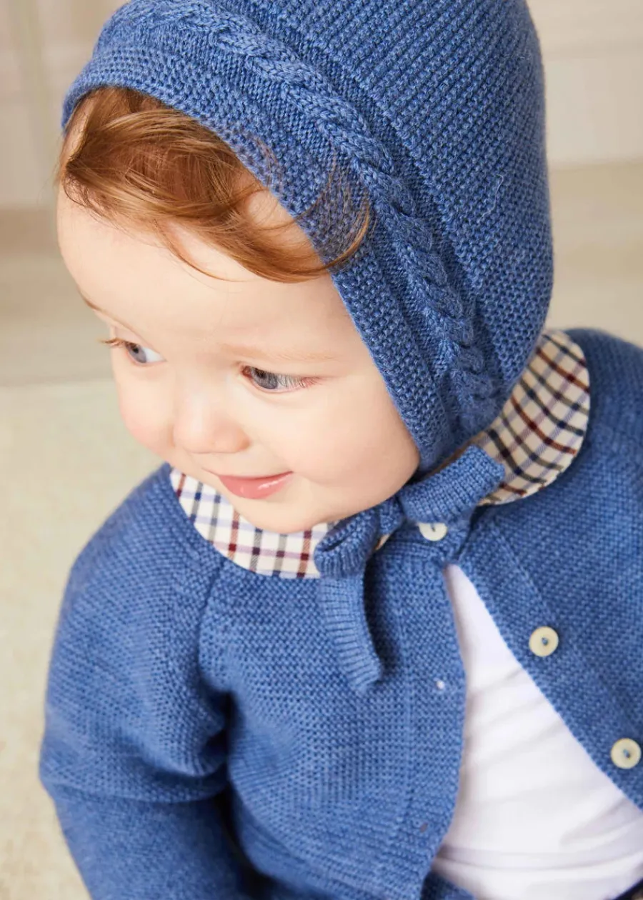 BOY Pepa London Cable Detail Knitted Bonnet In Blue (S-L)