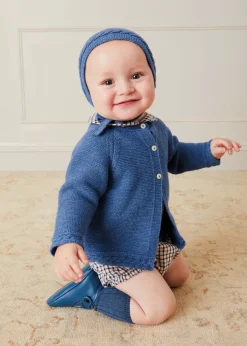 BOY Pepa London Cable Detail Knitted Bonnet In Blue (S-L)