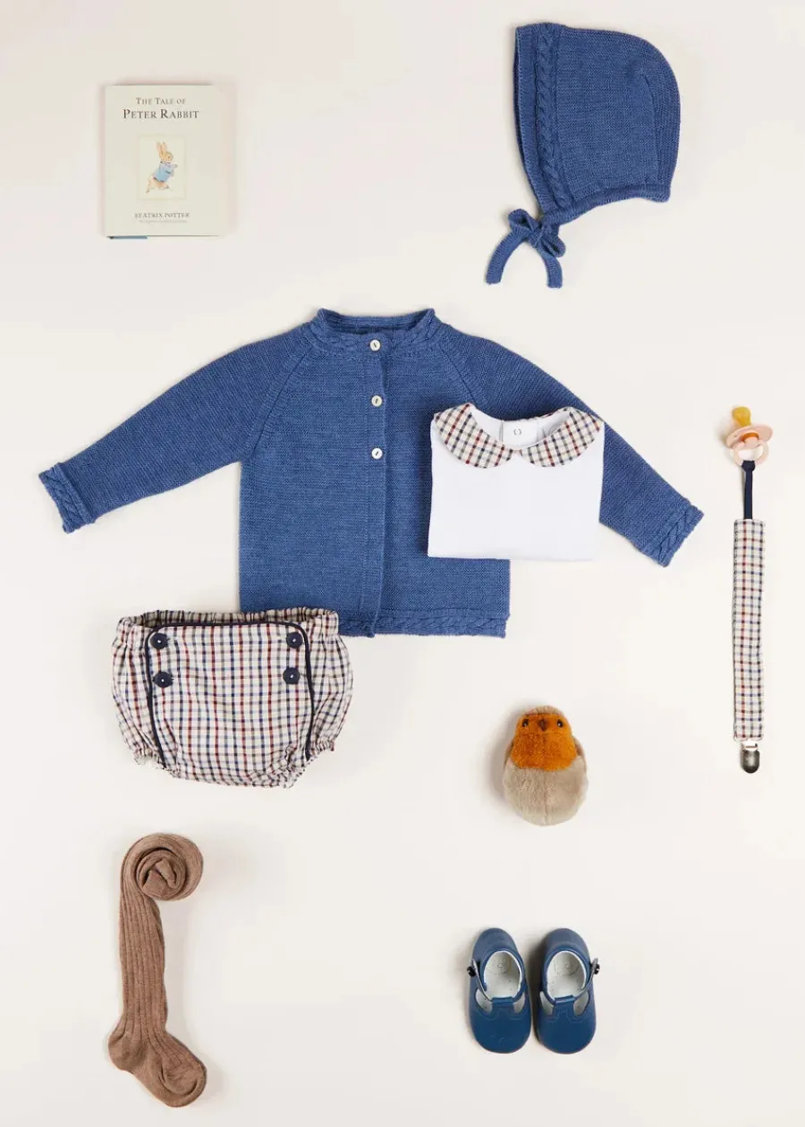 BOY Pepa London Cable Detail Knitted Bonnet In Blue (S-L)