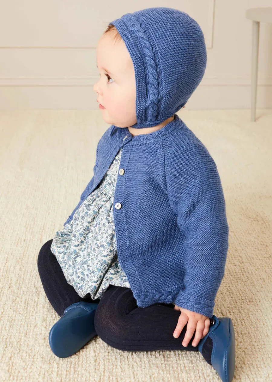 BOY Pepa London Cable Detail Knitted Bonnet In Blue (S-L)