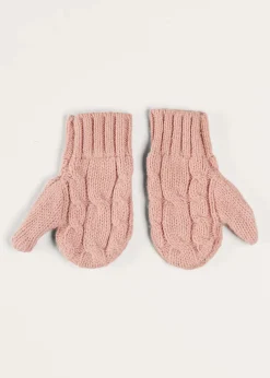 BOY Pepa London Cable Detial Knitted Mittens in Pink (S-L)