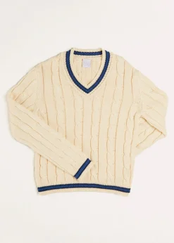 BOY Pepa London Cable Knit V-Neck Jumper in Cream (4-10yrs)