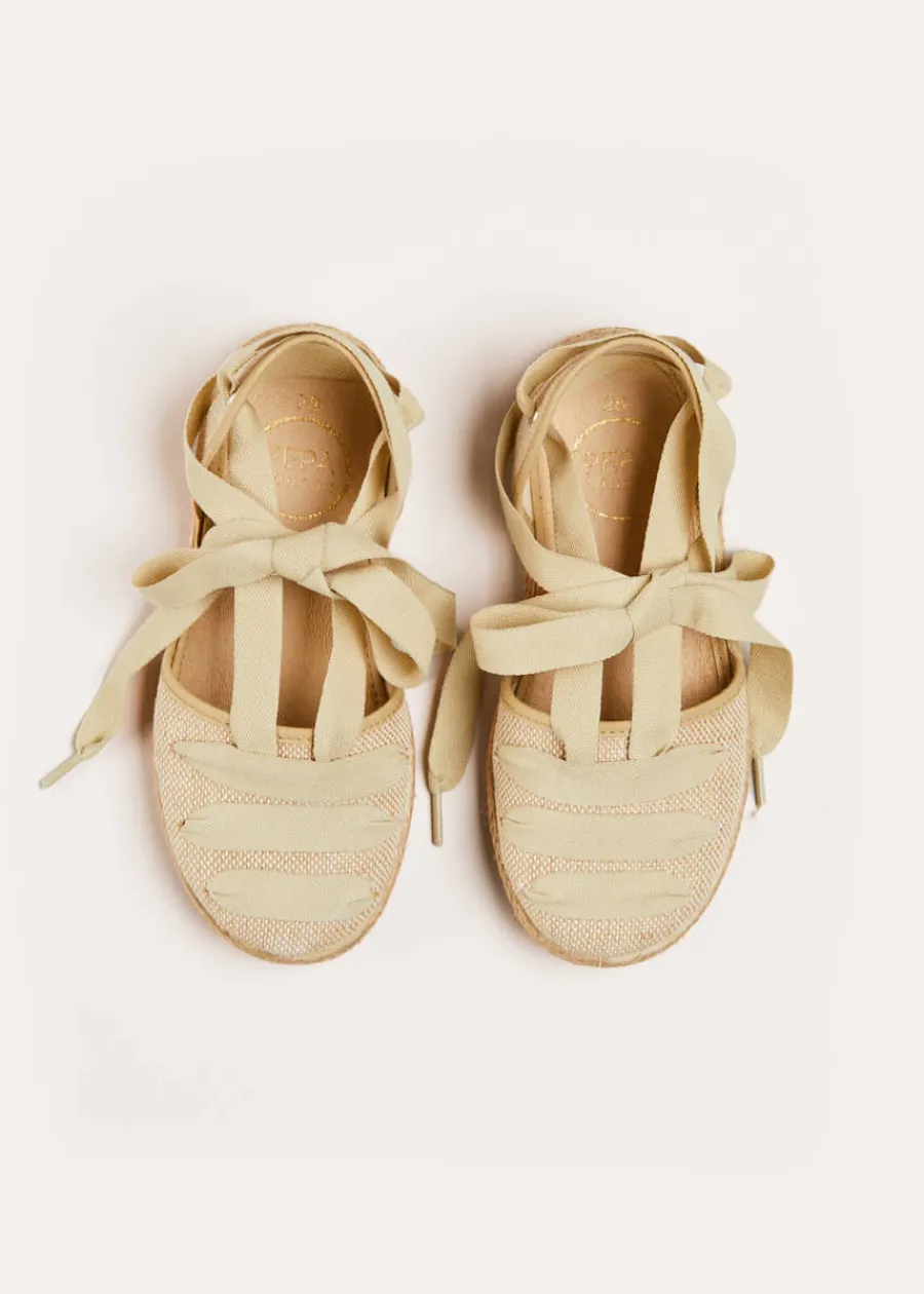BOY Pepa London Canvas Tie Detail Espadrilles in Beige (24-34EU)