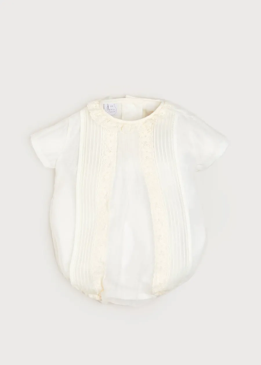 BOY Pepa London Cap Sleeve Lace Detail Romper in Ivory (3mths-2yrs)