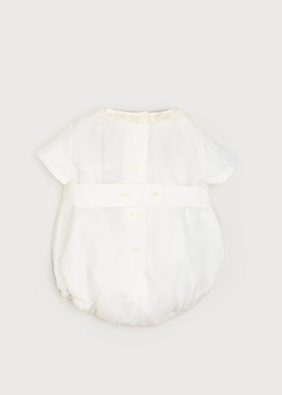 BOY Pepa London Cap Sleeve Lace Detail Romper in Ivory (3mths-2yrs)
