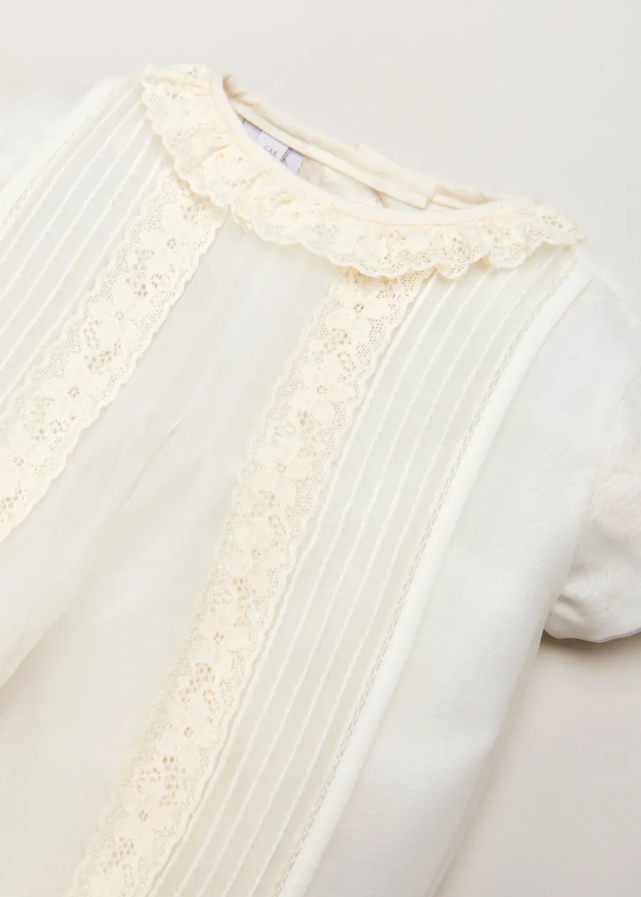 BOY Pepa London Cap Sleeve Lace Detail Romper in Ivory (3mths-2yrs)