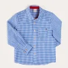 BOY Pepa London Carlisle Gingham Polo Collar Long Sleeve Shirt in Blue (4-10yrs)