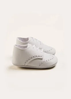 BOY Pepa London Celebration Lace-up Pram Shoes in White (17-20EU)