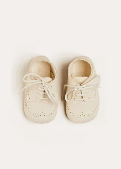 BOY Pepa London Celebration Lace-up T-Bar Pram Shoes in Beige (17-20EU)