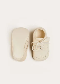 BOY Pepa London Celebration Lace-up T-Bar Pram Shoes in Beige (17-20EU)