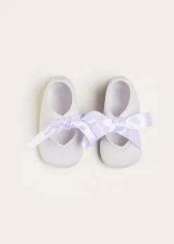 Pepa London Celebration Ribbon Detail Mary Jane Pram Shoes in White (17-20EU)