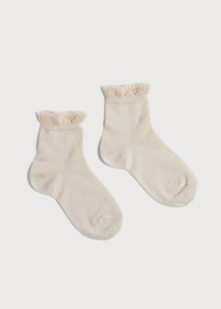 BOY Pepa London Celebration Short Socks with ruffle - Sand (0mths-10yrs)