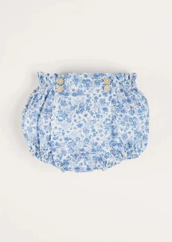 Pepa London Charlotte Floral Button Detail Bloomers in Blue (1mth-2yrs)
