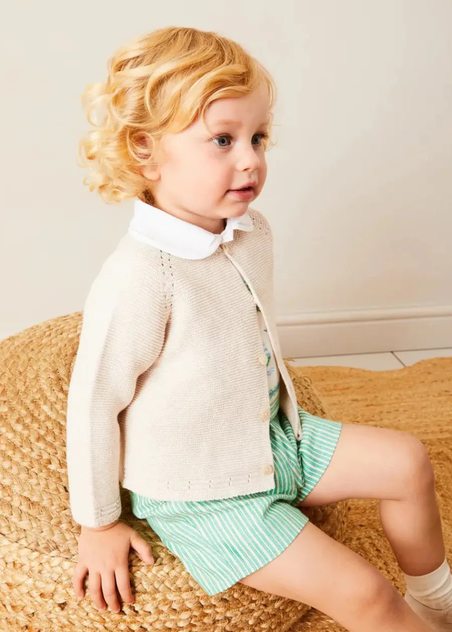 BOY Pepa London Cheyne Striped Boat Embroidery Dungarees in Green (18mths-4yrs)