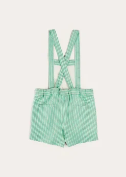 BOY Pepa London Cheyne Striped Boat Embroidery Dungarees in Green (18mths-4yrs)