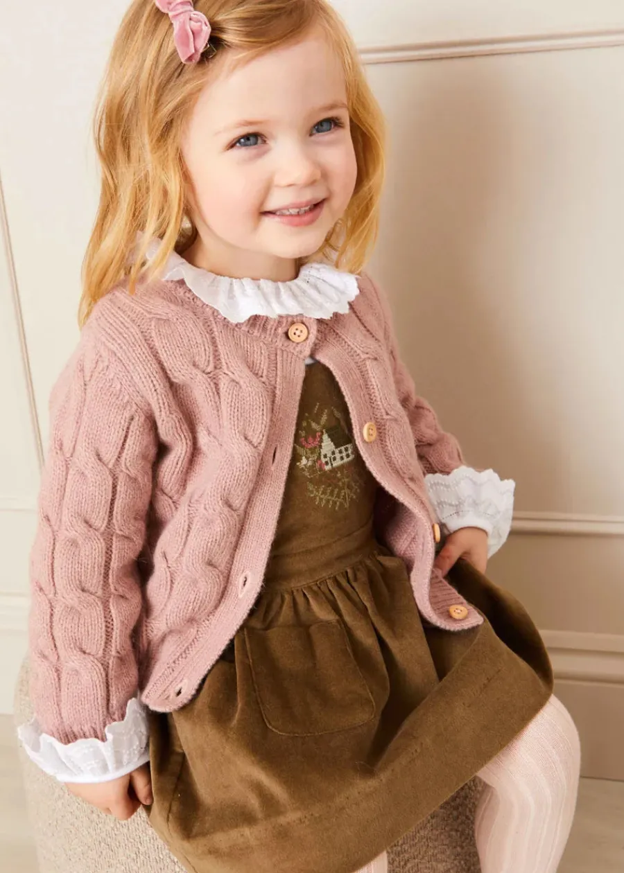 Pepa London Chunky Cable Detail Cardigan in Pink (6mths-10yrs)
