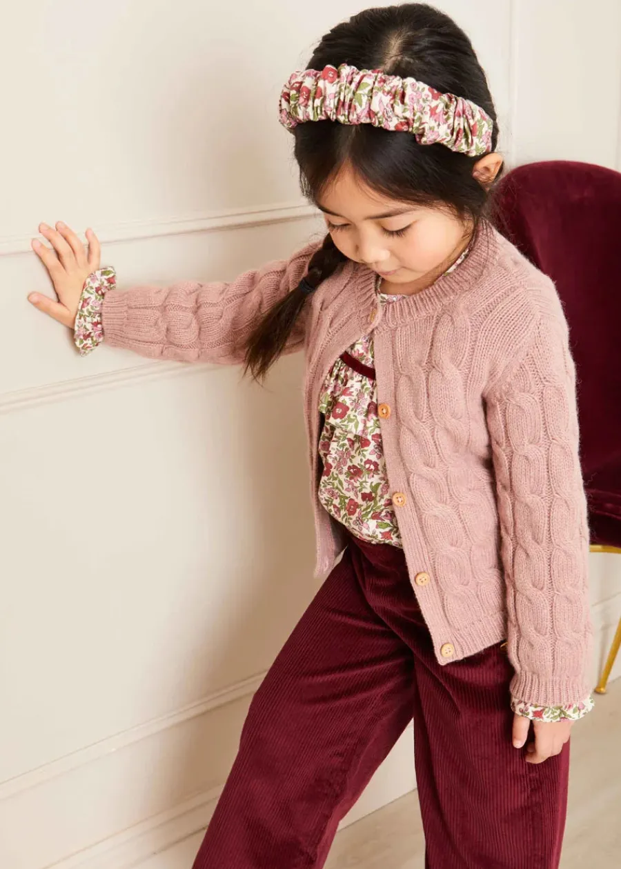 Pepa London Chunky Cable Detail Cardigan in Pink (6mths-10yrs)