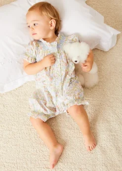 Pepa London Clara Floral All-In-One Pyjamas in Green (9mths-2yrs) | White Teddy Bear (100% Alpaca Fur) | Flower Fairies of the Spring Book in White