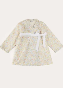 Pepa London Clara Floral Bow Detail Dressing Gown in Green (18mths-10yrs)