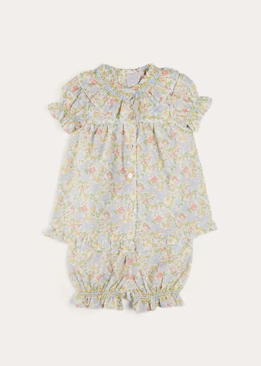 BOY Pepa London Clara Floral Ruffle Collar Short Sleeve Pyjamas in Green (18mths-10yrs)