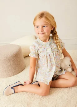 BOY Pepa London Clara Floral Ruffle Collar Short Sleeve Pyjamas in Green (18mths-10yrs)