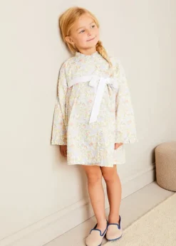 Pepa London Clara Floral Ruffle Collar Short Sleeve Pyjamas in Green (18mths-10yrs) | Clara Floral Bow Detail Dressing Gown in Green (18mths-10yrs) | Linen Slippers With Contrast Piping in Cream (24-35EU) | White Teddy Bear (100% Alpaca Fur) | Flower Fairies of the Summer Book in White