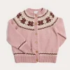 Pepa London Classic Fair Isle Cardigan With Rib Details in Pink (12mths-10yrs)