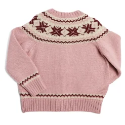 Pepa London Classic Fair Isle Cardigan With Rib Details in Pink (12mths-10yrs)