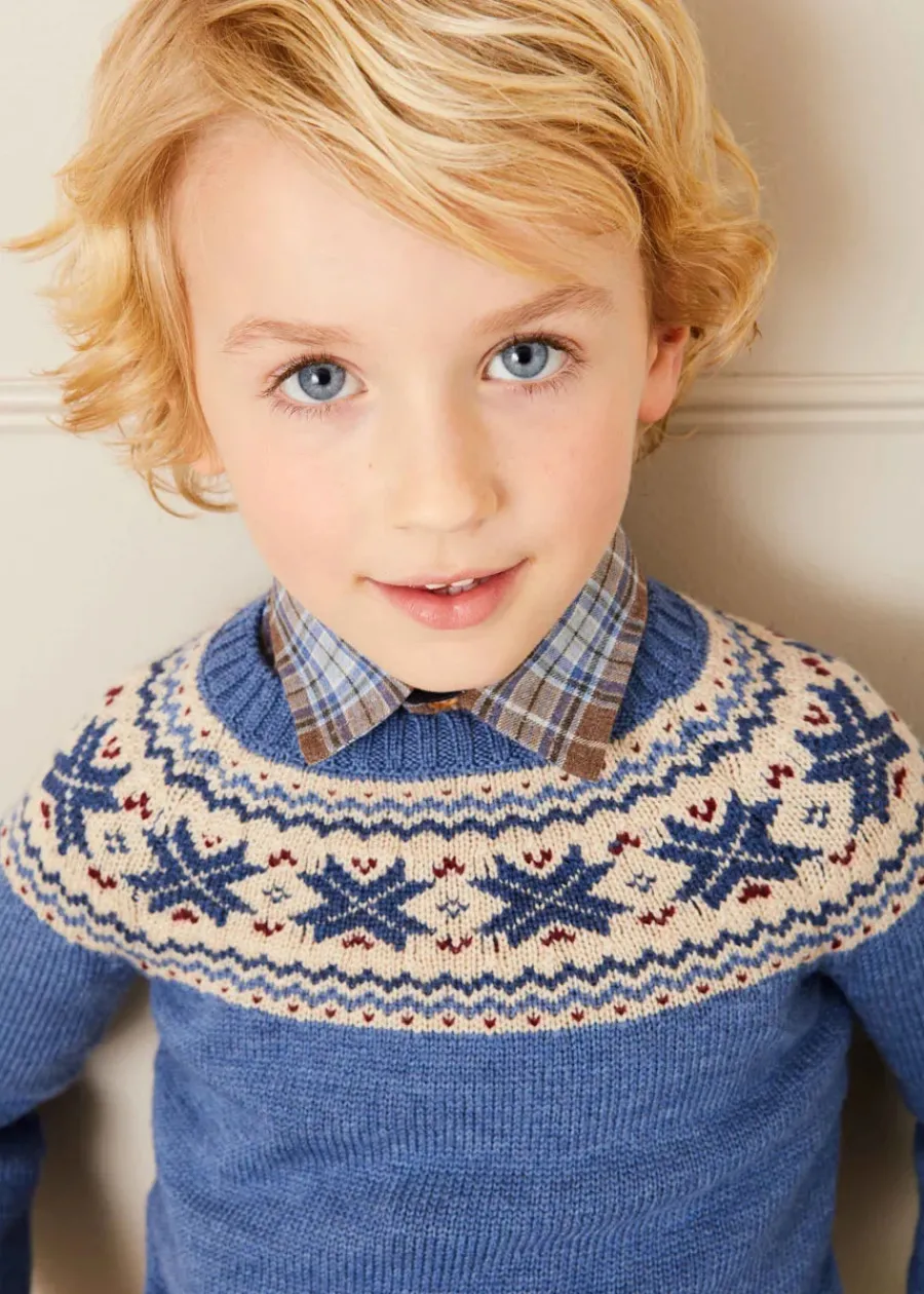BOY Pepa London Classic Fair Isle Jumper in Blue (18mths-10yrs)