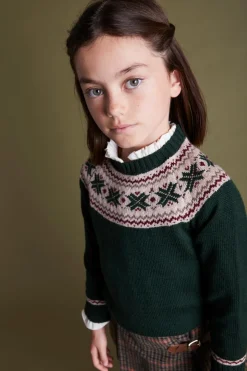 BOY Pepa London Classic Fair Isle Merino Wool Jumper in Green (12mths-10yrs)