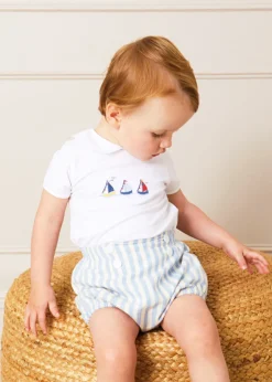 BOY Pepa London Classic Striped Bloomer in Sky Blue (3mths-3yrs)