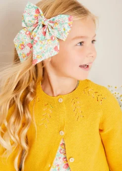 BOY Pepa London Clementine Floral Long Bow Hair Clip in Coral