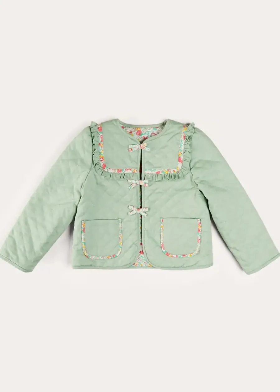 Pepa London Clementine Floral Quilted Reversible Jacket in Coral (4-12yrs)