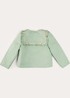 Pepa London Clementine Floral Quilted Reversible Jacket in Coral (4-12yrs)