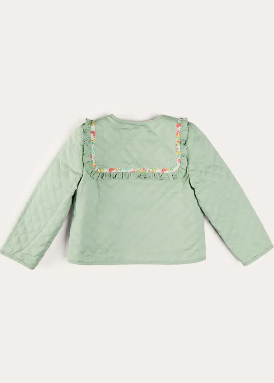 Pepa London Clementine Floral Quilted Reversible Jacket in Coral (4-12yrs)