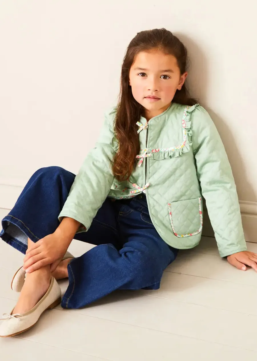 Pepa London Clementine Floral Quilted Reversible Jacket in Coral (4-12yrs)