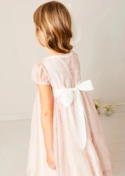 Pepa London Constance Floral Hand Smocked Short Sleeve Party Dress in Pink (12mths-10yrs)