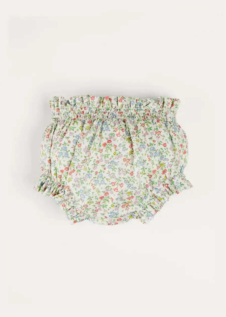 Pepa London Cordelia Floral Bloomer with Bow in Pink Made with Liberty Fabric (1m-2yrs)