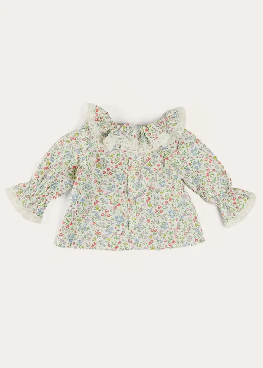 Pepa London Cordelia Floral Long Sleeve Blouse in Pink Made with Liberty Fabric (1-12m)