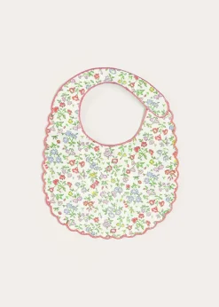 BOY Pepa London Cordelia Rounded Bib with Embroidery in Pink Made with Liberty Fabric