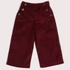 Pepa London Corduroy Wide Leg Gold Button Trousers in Burgundy (4-10yrs)