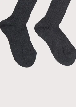 BOY Pepa London Dark Grey Ribbed Knee-High Socks (3mths-8yrs)