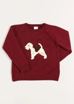 BOY Pepa London Doggy Intarsia Jumper in Burgundy (12mths-10yrs)