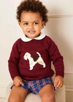 BOY Pepa London Doggy Intarsia Jumper in Burgundy (12mths-10yrs)