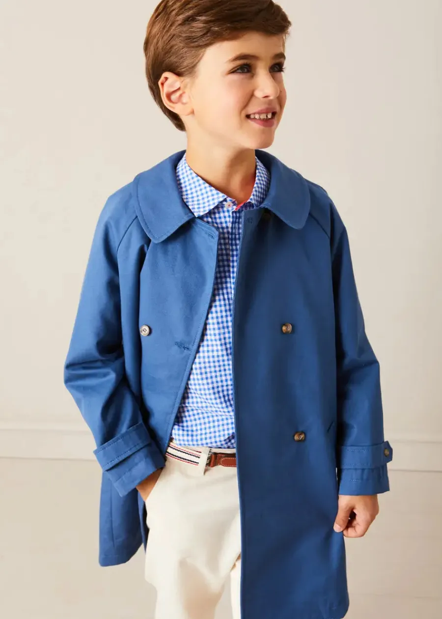 BOY Pepa London Double Breasted Coat With Detachable Hood in Blue (18mths-10yrs)