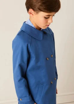BOY Pepa London Double Breasted Coat With Detachable Hood in Blue (18mths-10yrs)