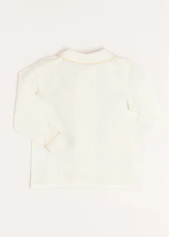 BOY Pepa London Double-Breasted Peter Pan Collar Long Sleeve Shirt with Beige Silk Piping (18mths-10yrs)