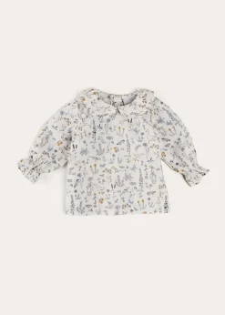 Pepa London Ellis Floral Long Sleeve Blouse in Blue Made with Liberty Fabric (1-12m)