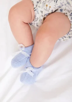 Pepa London Ellis Floral Long Sleeve Blouse in Blue Made with Liberty Fabric (1-12m) | Ellis Floral Bloomer in Blue Made with Liberty Fabric (1m-3yrs) | Openwork Detail Baby Cardigan in Blue (1-12mths) | Lace Detail Knitted Bonnet in Blue (1-6mths) | Lace Detail Knitted Booties in Blue | Ellis Birds Tie Hat in Blue Made with Liberty Fabric (XS-L) | Ellis Dummy Clip in Blue Made with Liberty Fabric | White Mouse Toy