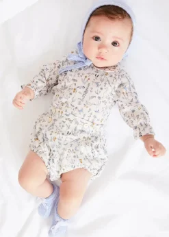 Pepa London Ellis Floral Long Sleeve Blouse in Blue Made with Liberty Fabric (1-12m)
